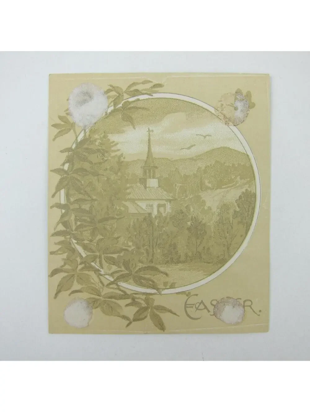 Victorian Greeting Card Easter Black Eyed Susan Yellow & White Flowers Antique